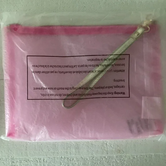 NWT Lilly Pulitzer WRISTLET Jelly PINK Travel MAKEUP BEACH BAG Pouch gold Palms - Picture 3 of 3